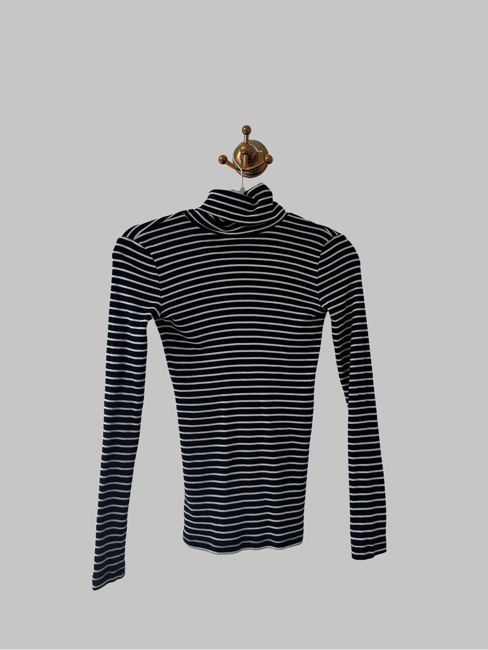 J. Crew Black and White Striped Turtleneck Long Sleeve Top